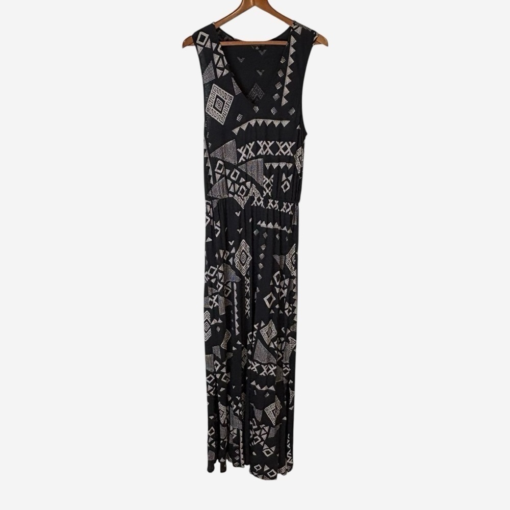 Lucky Brand Geo Patchwork Boho Cotton Maxi Dress Size M